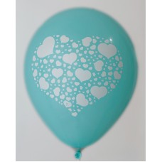 Azure Hearts Printed Balloons